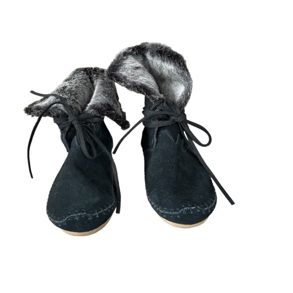 TOMS Women Ankle Boots 9049 ZAHARA, Shearling and Suede Moccasin Boots Size 9 - Picture 3 of 9